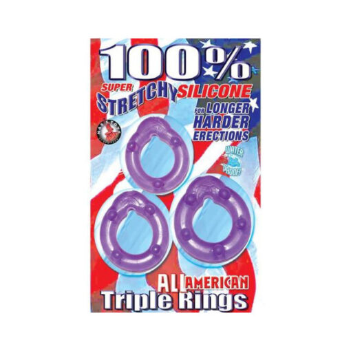 All American Triple Rings (Clear-Purple)