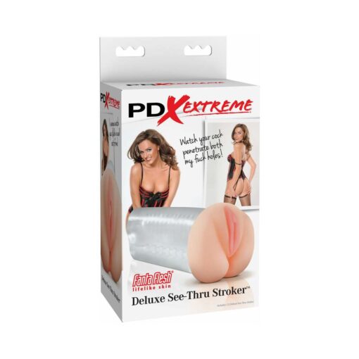 PDX Deluxe See-Thru Vaginal Stroker Beige-Clear