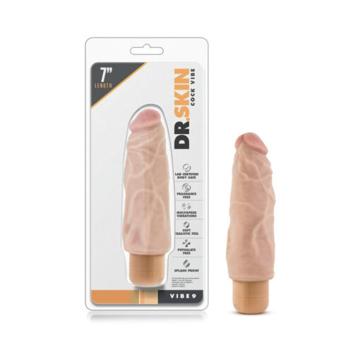 Dr. Skin Vibe 9 Realistic 7.5 in. Vibrating Dildo Beige