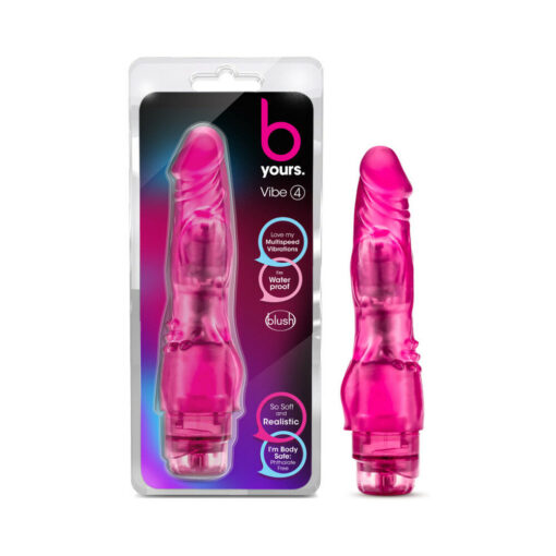 B Yours Vibe 4 Realistic 8 in. Vibrating Dildo Pink