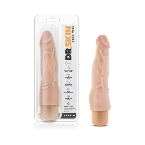 Dr. Skin Vibe 4 Realistic 8 in. Vibrating Dildo Beige