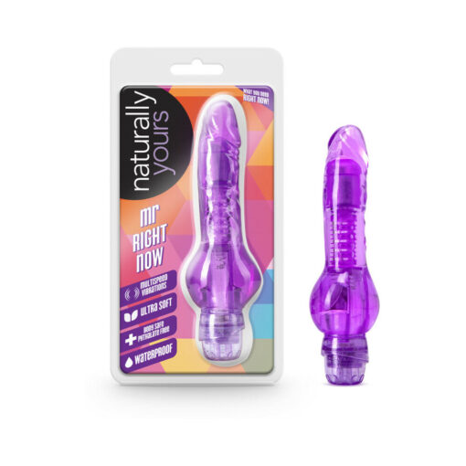 Naturally Yours Mr. Right Now 6.5 in. Vibrating Dildo Purple