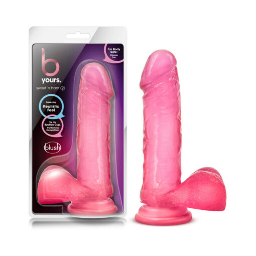 B Yours Sweet 'n Hard 2 Realistic 7.75 in. Dildo with Balls Pink