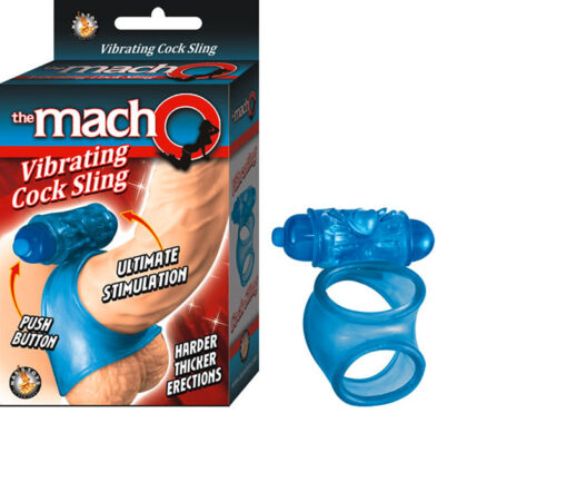 The Macho Vibrating Cocksling - Cockring Waterproof (Blue)