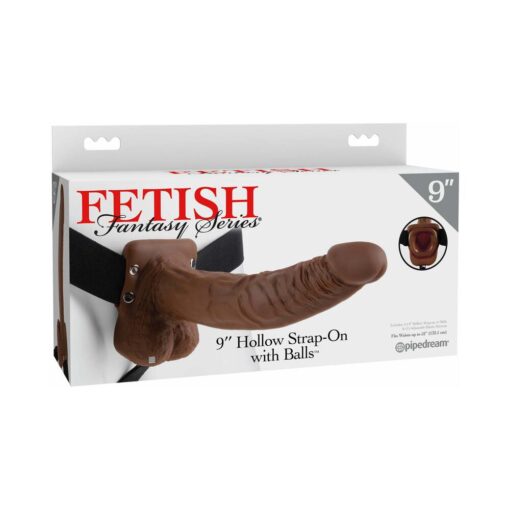 Pipedream Fetish Fantasy Series 9 in. Hollow Strap-On with Balls Brown-Black