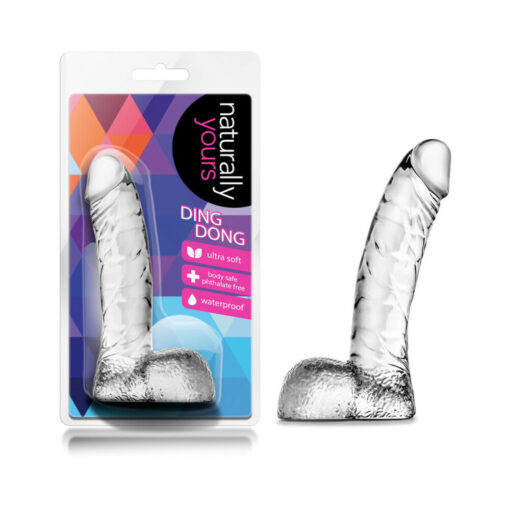 Naturally Yours Ding Dong Realistic 5.5 in. Dildo with Balls Clear