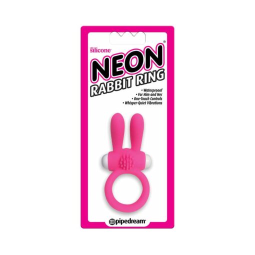 Pipedream Neon Rabbit Ring Vibrating Silicone Cockring With Ears Pink