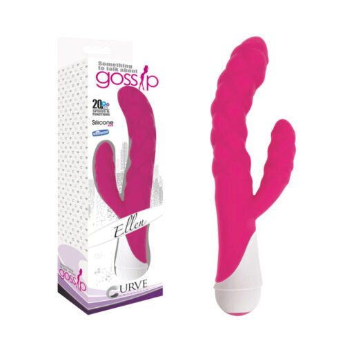 Curve Toys Gossip Ellen Waterproof Textured Silicone Flexible Dual Stimulation Vibrator Magenta