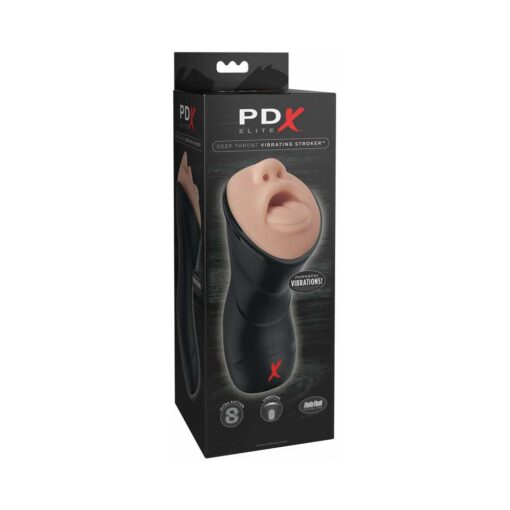 PDX Elite Deep Throat Vibrating Stroker Beige-Black