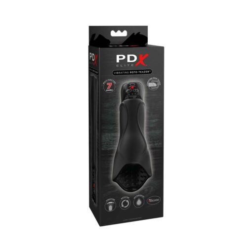 PDX Elite Vibrating Roto-Teazer Rotating Masturbator Black