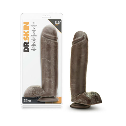 Dr. Skin Mr. Mister Realistic 10.5 in. Dildo with Balls Brown