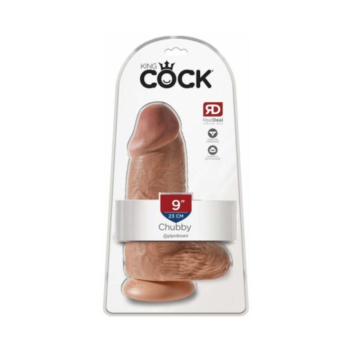 King Cock Chubby 9 in. Cock With Balls Realistic Suction Cup Dildo Tan