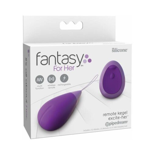 Pipedream Fantasy For Her Remote Kegel Excite-Her Rechargeable Silicone Trainer Purple