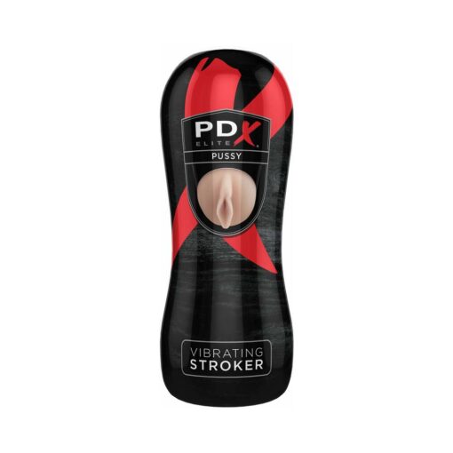 PDX Elite Vibrating Stroker Pussy Beige-Black