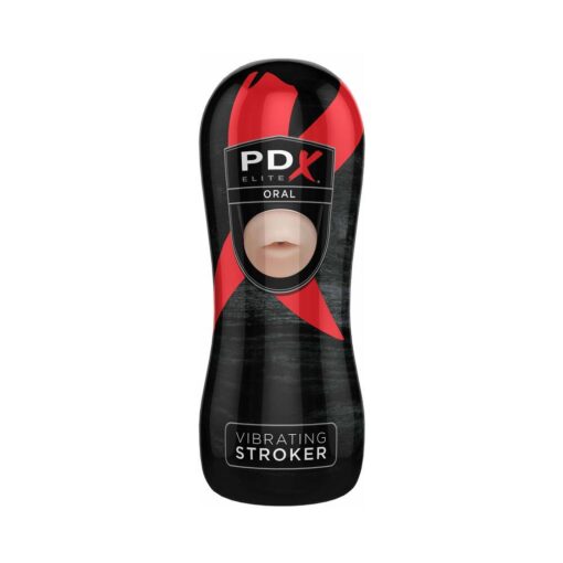 PDX Elite Vibrating Stroker Oral Beige-Black