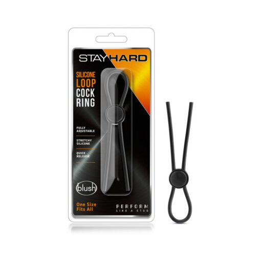 Stay Hard Silicone Loop Lasso-Bolo Cockring Black