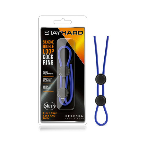 Stay Hard Silicone Double Loop Lasso-Bolo Cockring Blue