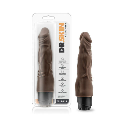 Dr. Skin Vibe 4 Realistic 8 in. Vibrating Dildo Brown