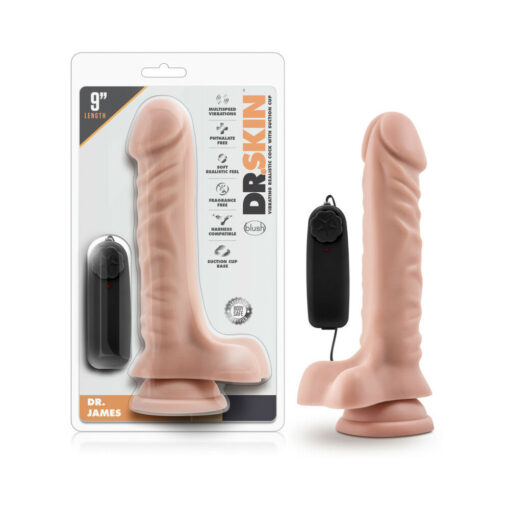 Dr. Skin Dr. James Realistic 9 in. Vibrating Dildo with Balls Beige