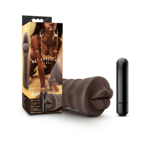 Hot Chocolate Renee Oral Stroker with Bullet Vibrator Brown