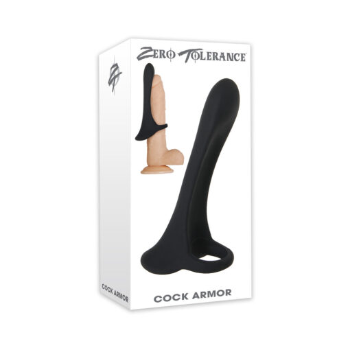 Zero Tolerance Cock Armor Rechargeable Vibrating Silicone Cock Sheath Black