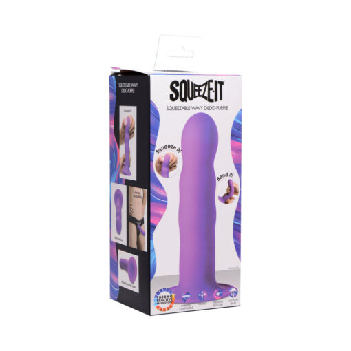 Squeezable Wavy Dildo - Purple