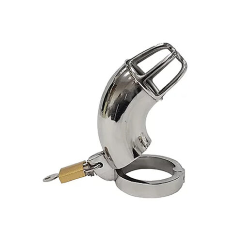 Stainless Cock Cage with Padlock  In Clamshell