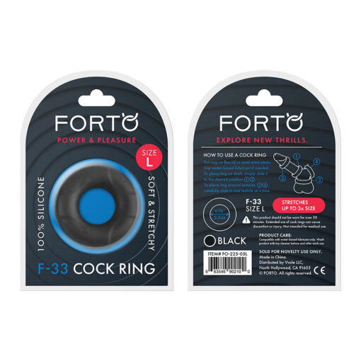 Forto F-33 Liquid Silicone Cockring Large Black