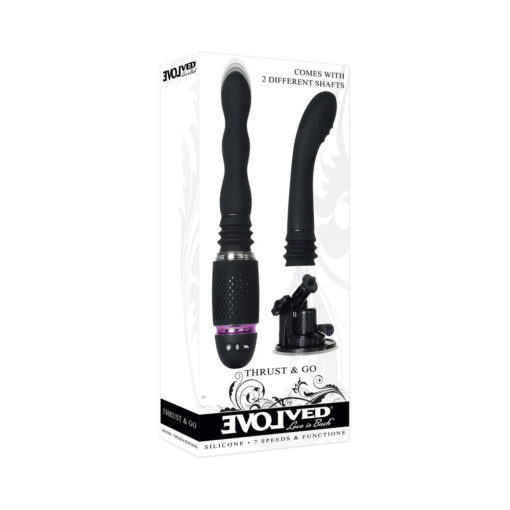 Evolved Thrust & Go Thrusting Vibrator With 2 Shafts and Suction Cup Base Black