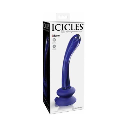 Pipedream Icicles No. 89 Curved Glass G-Spot Massager With Suction Cup Blue