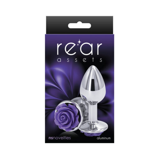 Rear Assets Rose Anal Plug Small Purple