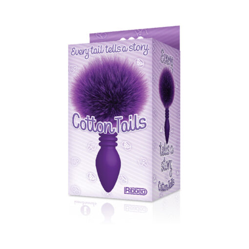 The 9's Cottontails Silicone Bunny Tail Butt Plug Ribbed Purple