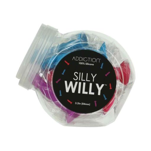 Addiction Silly Willy 3.3 in. Silicone Dildo 12-Piece Assorted Color Fishbowl Display