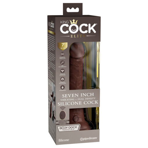 Pipedream King Cock Elite 7 in. Vibrating Realistic Dildo With Suction Cup Brown