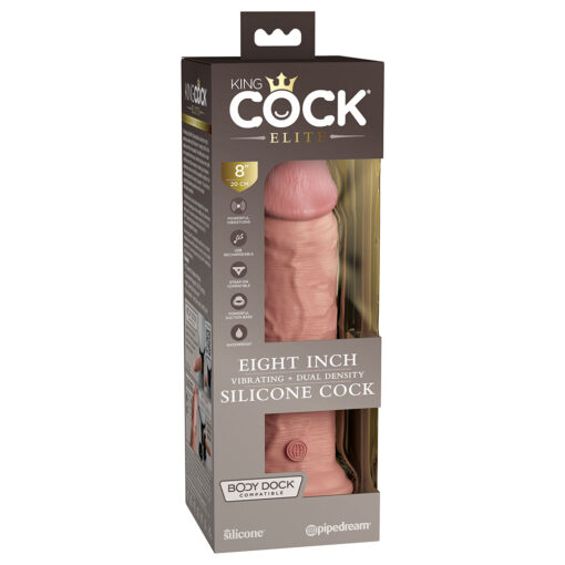 Pipedream King Cock Elite 8 in. Vibrating Realistic Dildo With Suction Cup Beige