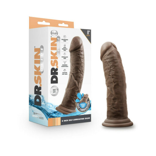 Dr. Skin Glide Realistic 8 in. Self-Lubricating Dildo Brown