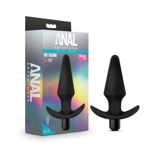 Anal Adventures Platinum Silicone Vibrating Plug Black