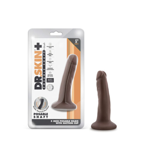 Dr. Skin Plus Realistic 5 in. Triple Density Posable Dildo Brown