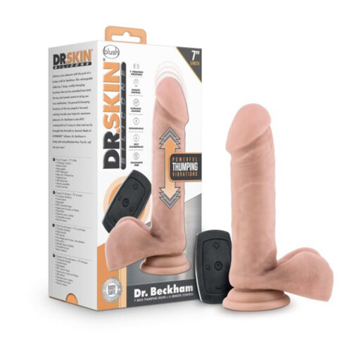 Dr. Skin Silicone Dr. Beckham 7 in. Thumping Dildo with Balls Beige