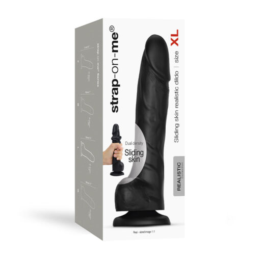 Strap-On-Me Realistic Collection Sliding Skin Dual-Density Silicone Dildo Black XL