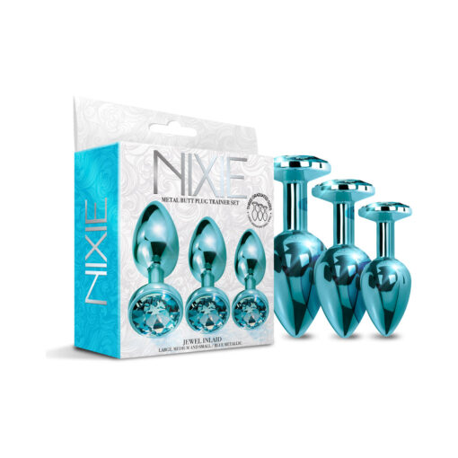 Nixie Metal Butt PlugTrainerSet 3-Piece Blue Metallic