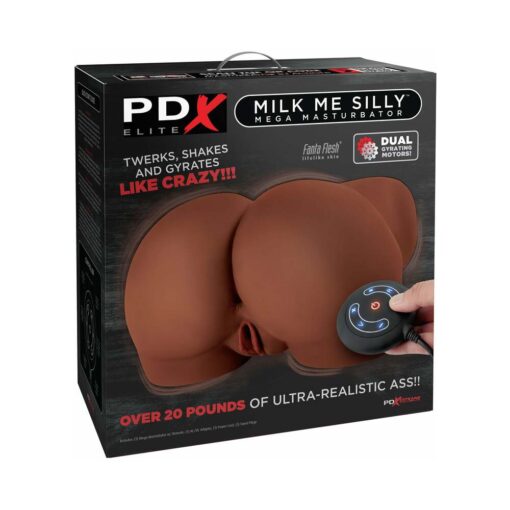 PDX Elite Milk Me Silly Remote-Controlled Vibrating Rotating Dual-Entry Mega Masturbator Brown