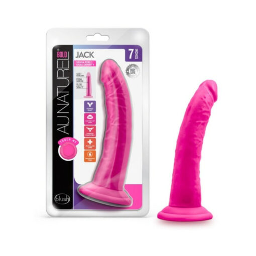 Au Naturel Bold Jack 7 in. Posable Dual Density Dildo Pink