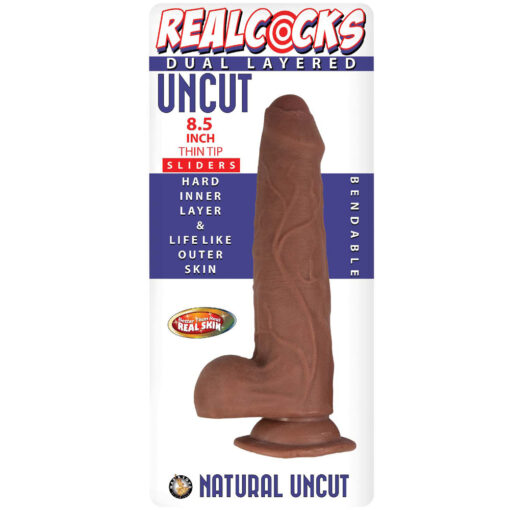 Realcocks Dual Layered Uncut Slider Thin Tip 8.5 in. Brown