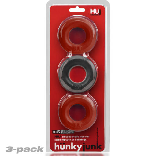 Hunkyjunk HUJ3 C-Ring 3-Pack Cherry-Tar Ice