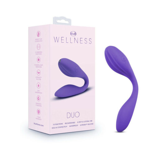 Wellness Duo Rechargeable Silicone Wearable Couples Dual Stimulation Vibrator Purple