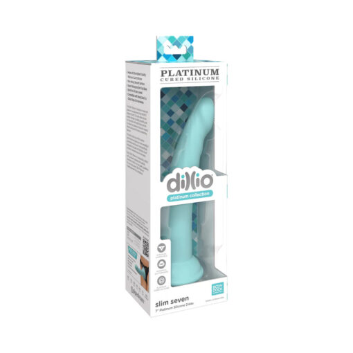 Dillio Platinum Collection Slim Seven 7 in. Silicone Dildo Teal