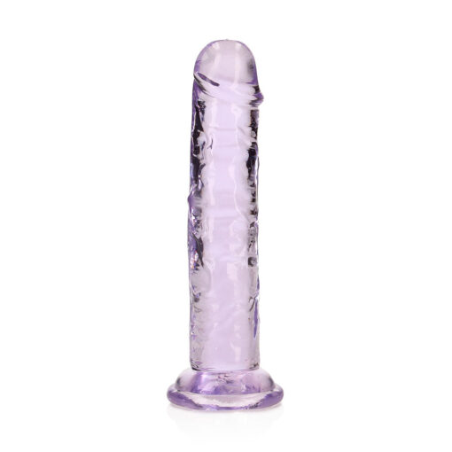 RealRock Crystal Clear Straight 6 in. Dildo Without Balls Purple