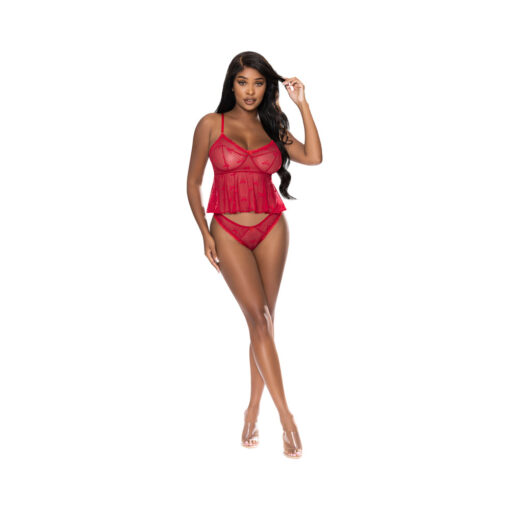 Magic Silk With Love Flutter Cami & Cheeky Panty Set Red S-M