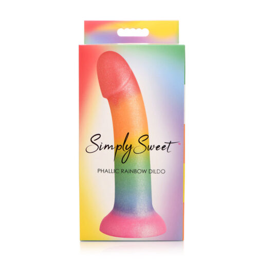 Simply Sweet Phallic 6.5 in. Silicone Dildo Rainbow